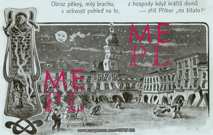 : Satire on Drunkeness - Czech postcard : Satire on Drunkeness - Czech postcard