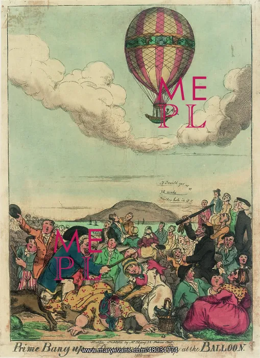 : Satirical cartoon on ballooning : Satirical cartoon on ballooning