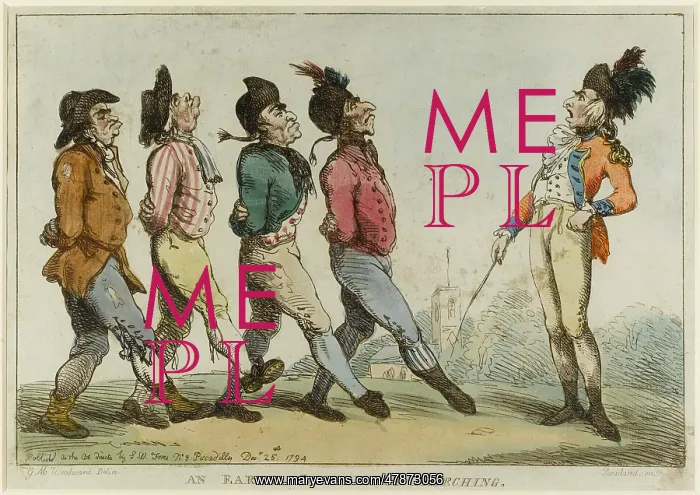 : Satirical cartoon, An Early lesson of Marching : Satirical cartoon, An Early lesson of Marching