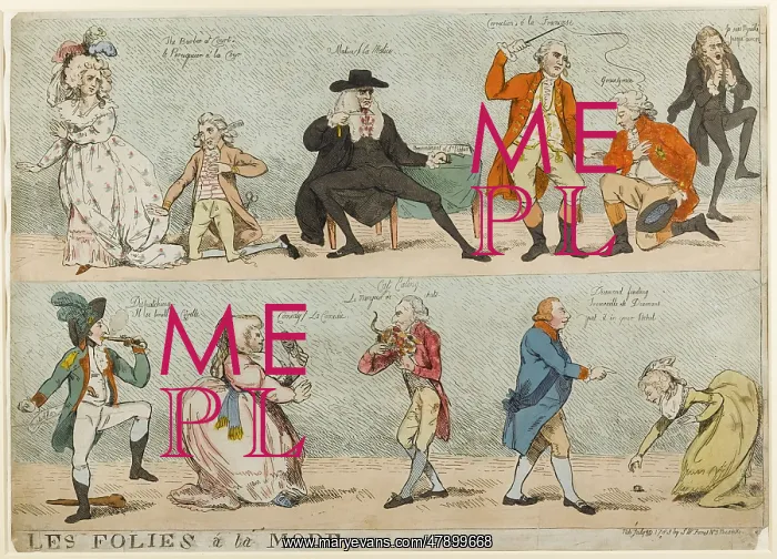 : Satirical cartoon, Les Folies a la Mode : Satirical cartoon, Les Folies a la Mode