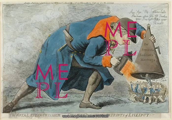 : Satirical cartoon, The Royal Extinguisher : Satirical cartoon, The Royal Extinguisher