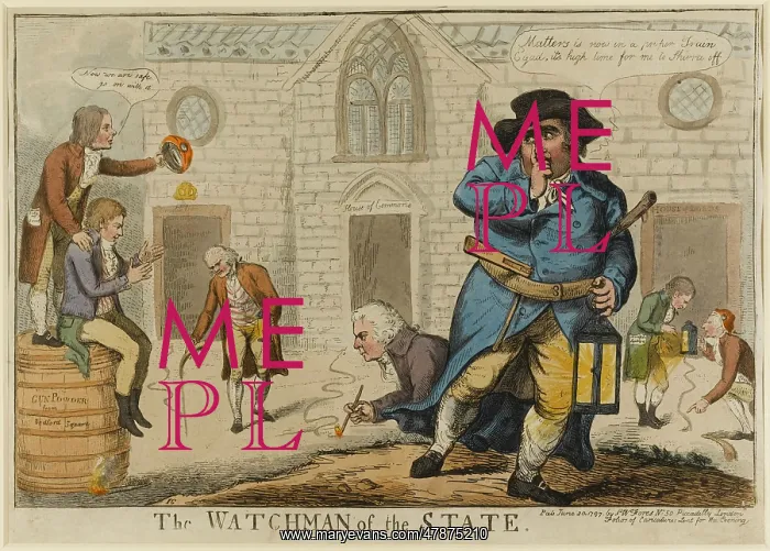 : Satirical cartoon, The Watchman of the State : Satirical cartoon, The Watchman of the State
