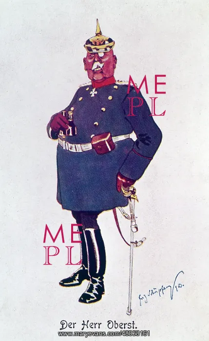 : Satirical portrait of a German colonel, WW1 : Satirical portrait of a German colonel, WW1