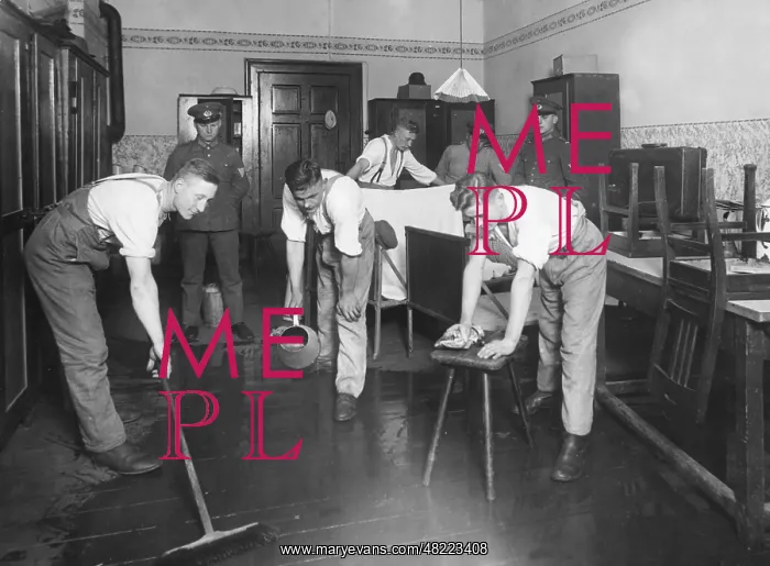 : Saturday cleaning in a barracks of the Wehrmacht in the : Saturday cleaning in a barracks of the Wehrmacht in the