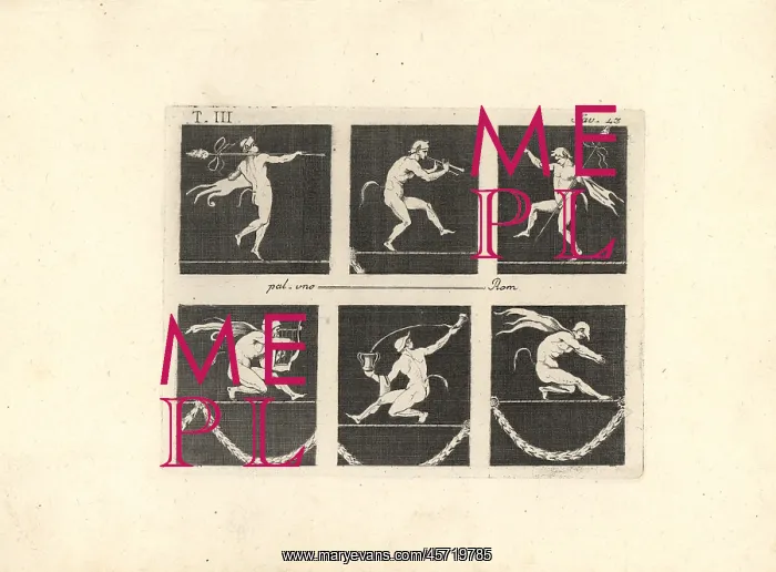 : Six satyrs or fauns performing on a tightrope : Six satyrs or fauns performing on a tightrope