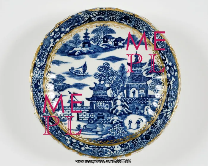 : Saucer made from porcelain, transfer-printed in underglaze blue with the : Saucer made from porcelain, transfer-printed in underglaze blue with the