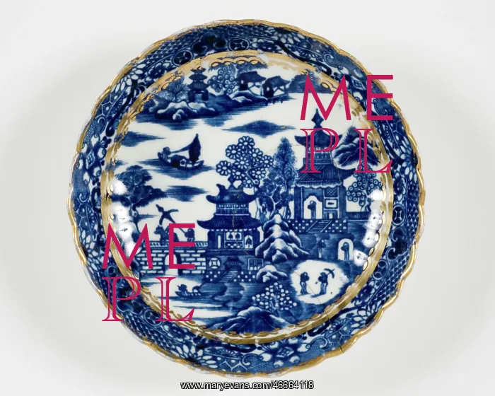 : Saucer made from porcelain, transfer-printed in underglaze blue with the : Saucer made from porcelain, transfer-printed in underglaze blue with the