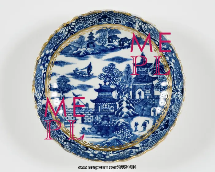 : Saucer made from porcelain, transfer-printed in underglaze blue with the : Saucer made from porcelain, transfer-printed in underglaze blue with the