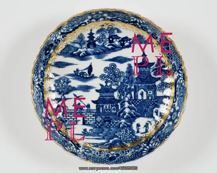 : Saucer made from porcelain, transfer-printed in underglaze blue with the : Saucer made from porcelain, transfer-printed in underglaze blue with the