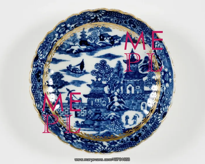 : Saucer made from porcelain, transfer-printed in underglaze blue with the : Saucer made from porcelain, transfer-printed in underglaze blue with the