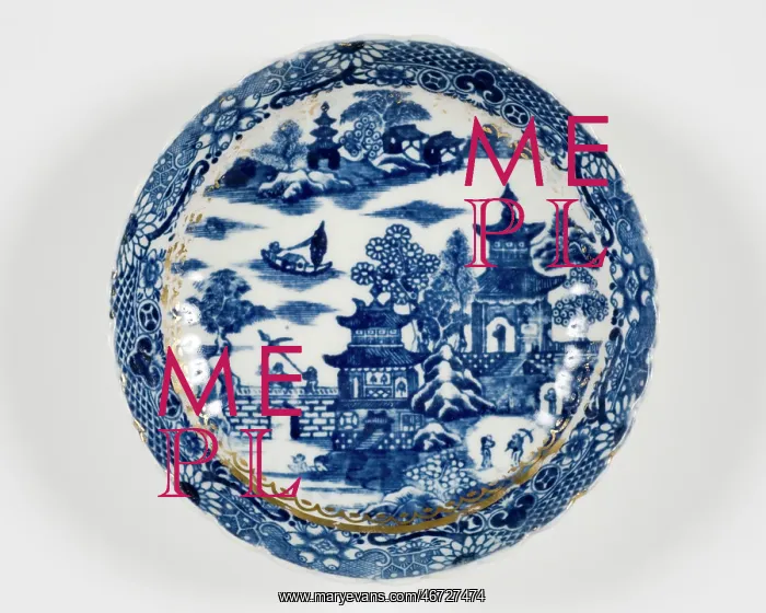 : Saucer made from porcelain, transfer-printed in underglaze blue with the : Saucer made from porcelain, transfer-printed in underglaze blue with the