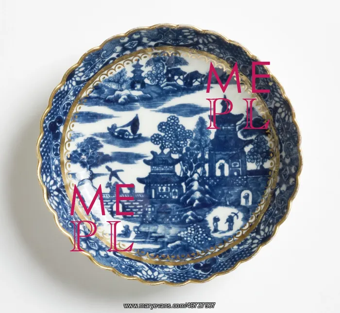 : Saucer made from porcelain, transfer-printed in underglaze blue with the : Saucer made from porcelain, transfer-printed in underglaze blue with the
