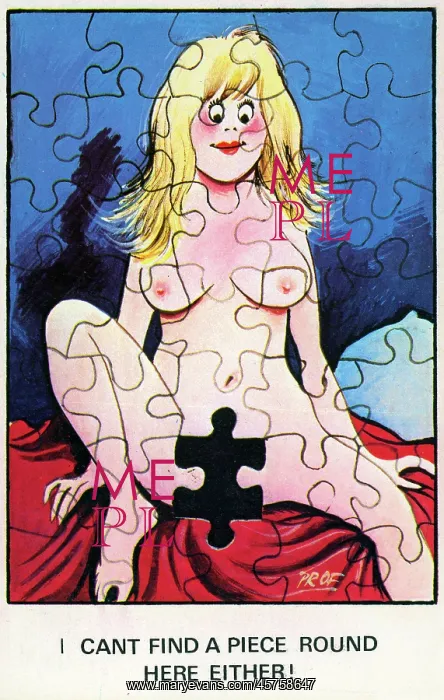 : Saucy postcard - Can't find a piece around here : Saucy postcard - Can't find a piece around here