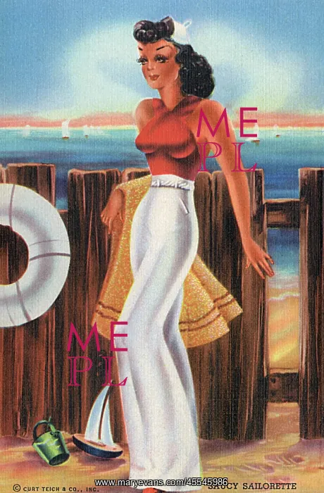 : Saucy Sailorette ready for a dip in the sea : Saucy Sailorette ready for a dip in the sea