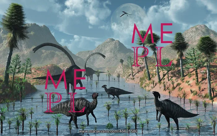 : Sauropod and duckbill dinosaurs feed peacefully together : Sauropod and duckbill dinosaurs feed peacefully together