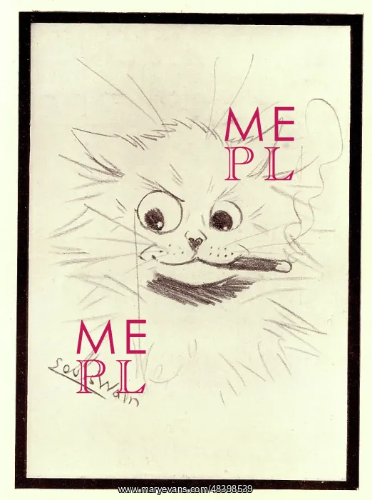: More Sausages for Me by Louis Wain : More Sausages for Me by Louis Wain