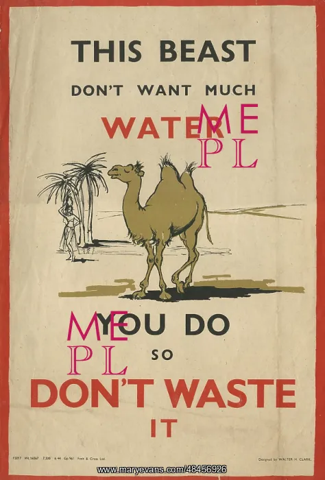 : SAVE WATER POSTER WW2 : SAVE WATER POSTER WW2