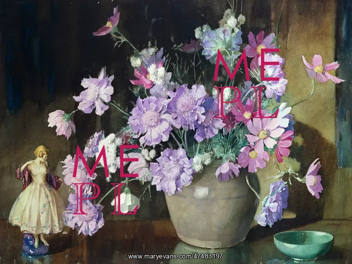 : Scabious and Anemones ' in a vase : Scabious and Anemones ' in a vase