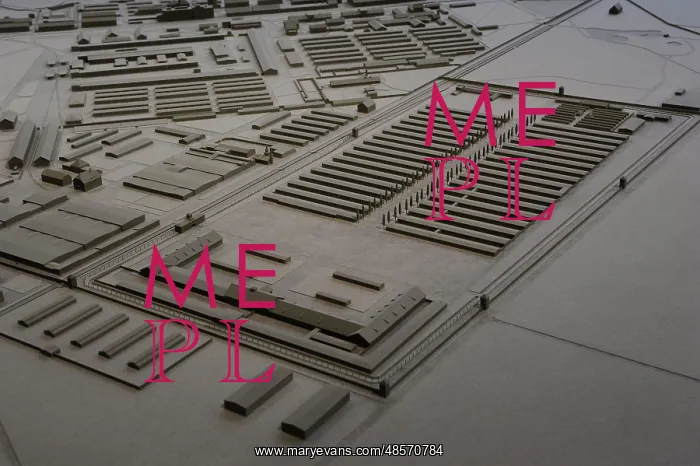 : Scale model. Dachau concentration camp. Germany. 1945 : Scale model. Dachau concentration camp. Germany. 1945