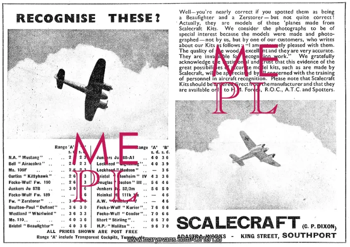 : Scalecraft Model Aircraft Kits - Recognition Range : Scalecraft Model Aircraft Kits - Recognition Range