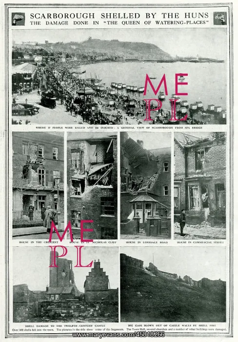 : Scarborough shelled by Germans WWI : Scarborough shelled by Germans WWI
