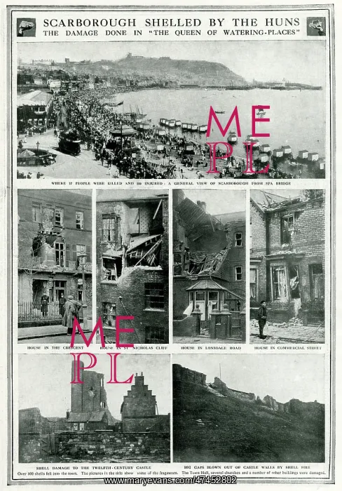 : Scarborough shelled by Germans WWI : Scarborough shelled by Germans WWI