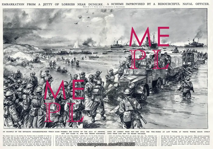 : Scene during the evacuation of Dunkirk, WW2 : Scene during the evacuation of Dunkirk, WW2