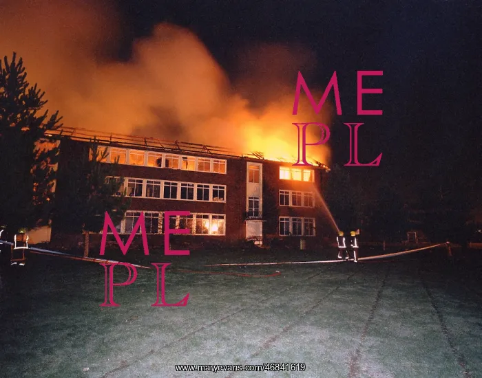 : Scene of a fire at Tiffin Girls School : Scene of a fire at Tiffin Girls School