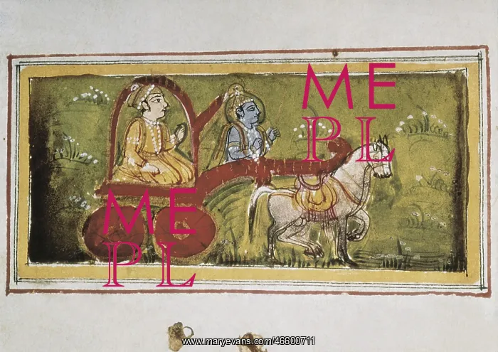 : Scene of Mahabharata (18th c.). Arjuna on a chart : Scene of Mahabharata (18th c.). Arjuna on a chart