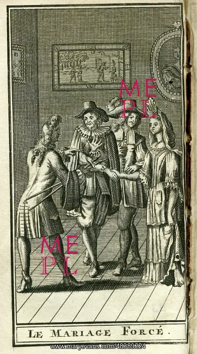 : Scene from Moliere's play, Le Mariage Force : Scene from Moliere's play, Le Mariage Force