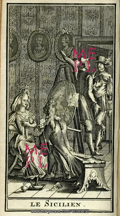 : Scene from Moliere's play, Le Sicilien : Scene from Moliere's play, Le Sicilien