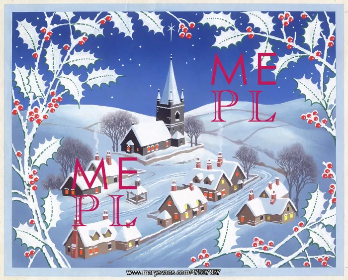 : Scene by night of village in the snow : Scene by night of village in the snow