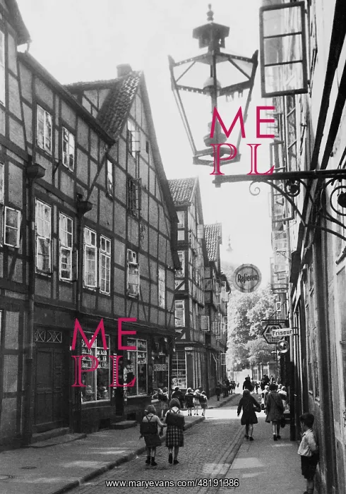 : Scene in the old town of Hannover, 1938 : Scene in the old town of Hannover, 1938