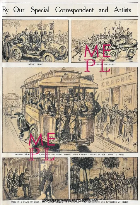 : Scene outside Graphic office, Paris, WW1 : Scene outside Graphic office, Paris, WW1