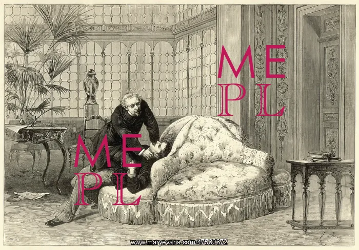 : A scene from the play Denise by Alexandre Dumas : A scene from the play Denise by Alexandre Dumas