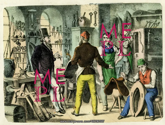 : Scene in a saddlery workshop : Scene in a saddlery workshop