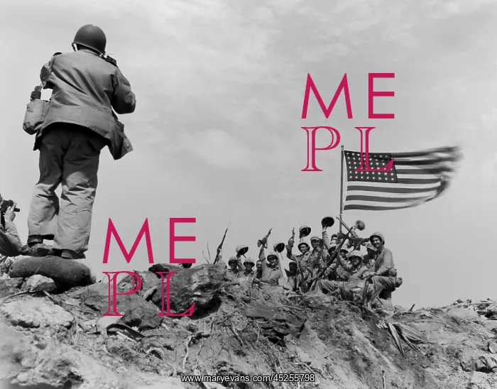 : Scene after the second flag raising, on Iwo Jima's : Scene after the second flag raising, on Iwo Jima's