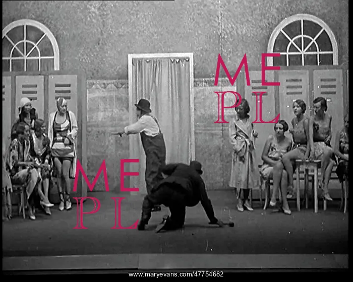 : Scene From a Stage Show: Two Male Actors Falling : Scene From a Stage Show: Two Male Actors Falling
