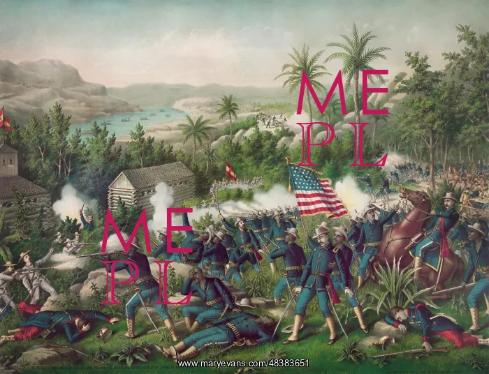 : A scene from the The Battle of Las Guasimas of : A scene from the The Battle of Las Guasimas of