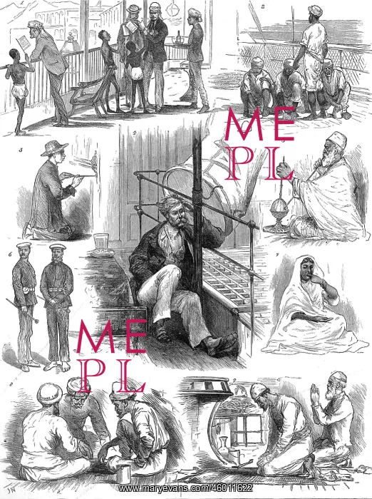 : Scenes on board the SS Sumatra, November 1875 : Scenes on board the SS Sumatra, November 1875