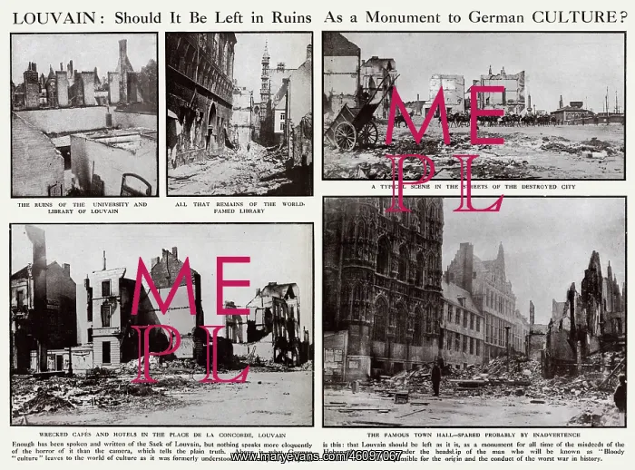 : Scenes of devastation in Louvain, Belgium, WW1 : Scenes of devastation in Louvain, Belgium, WW1