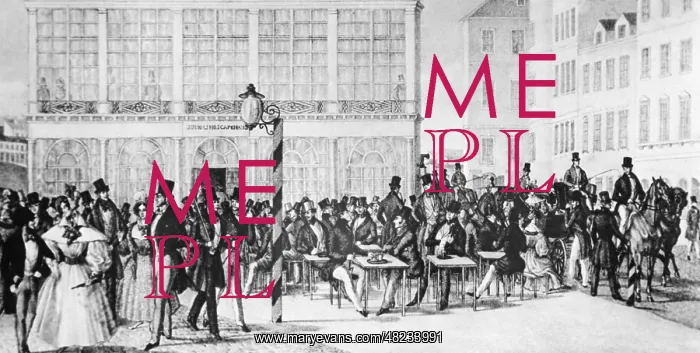 : Schanigarten of a cafe in Vienna around 1840 : Schanigarten of a cafe in Vienna around 1840