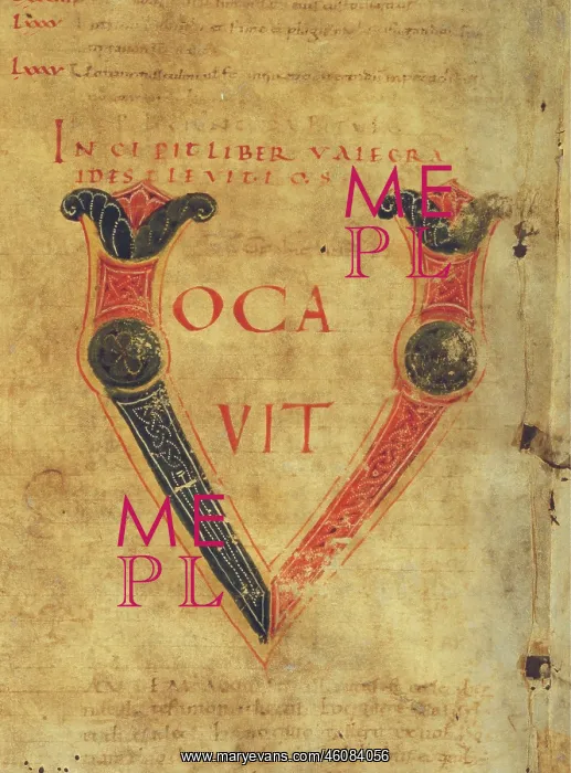 : Detail from the Schlierbacher Giant Bible. Initial V on? : Detail from the Schlierbacher Giant Bible. Initial V on?