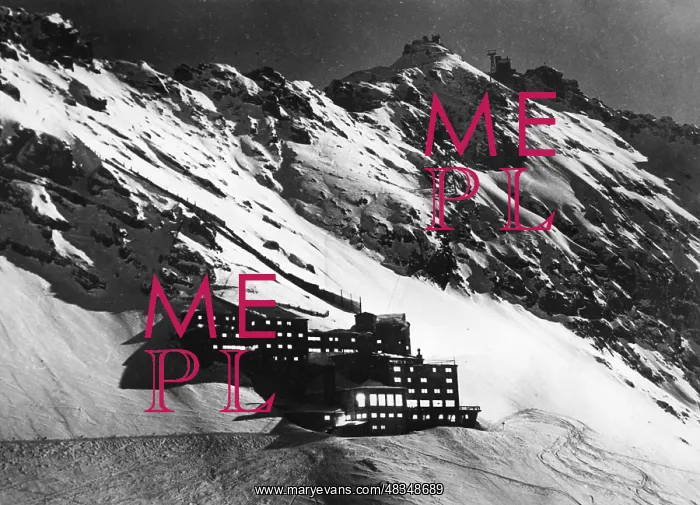 : Schneefernerhaus in the moonlight on the Zugspitze, 1934 : Schneefernerhaus in the moonlight on the Zugspitze, 1934