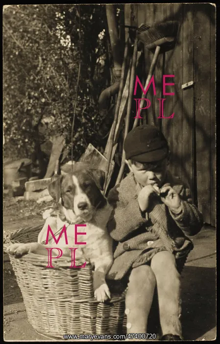 : SCHOOL BOY WITH HIS DOG : SCHOOL BOY WITH HIS DOG