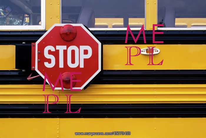 : School Bus with Stop Sign That Pivots out When : School Bus with Stop Sign That Pivots out When