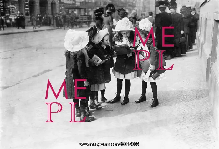 : School girls compare their grades, 1919 : School girls compare their grades, 1919