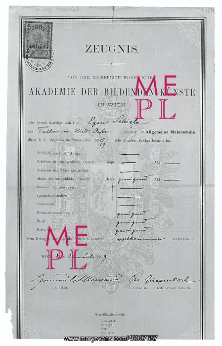 : School report of Egon Schiele : School report of Egon Schiele