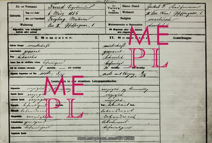 : School report of the later psychoanalyst Sigmund Freud : School report of the later psychoanalyst Sigmund Freud