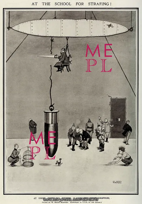 : At the school for Strafing! by William Heath Robinson : At the school for Strafing! by William Heath Robinson